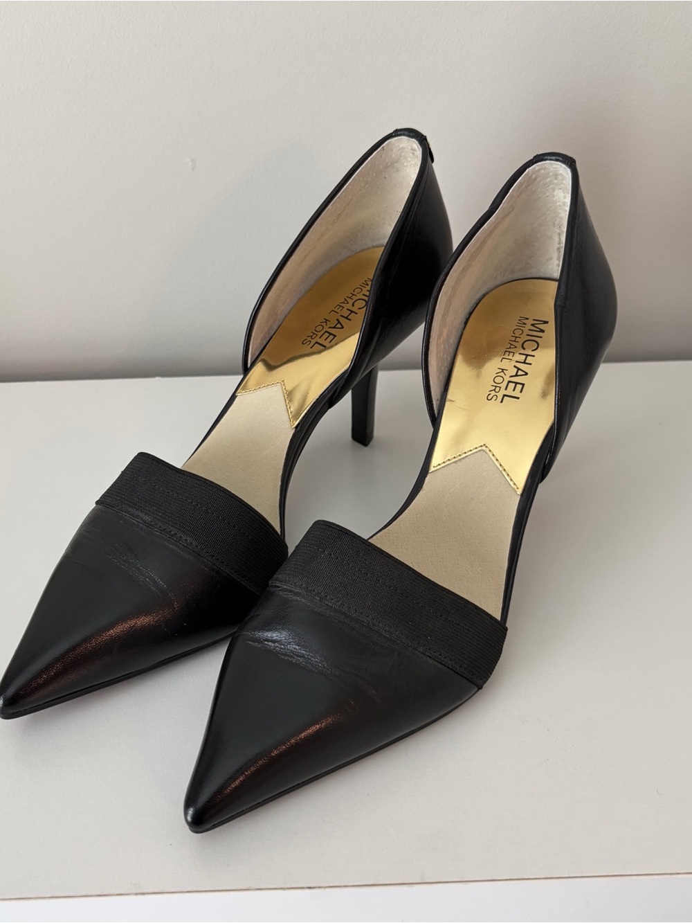 NWOT Michael Kors Wendy Black Leather Pointed D'Orsay Pumps